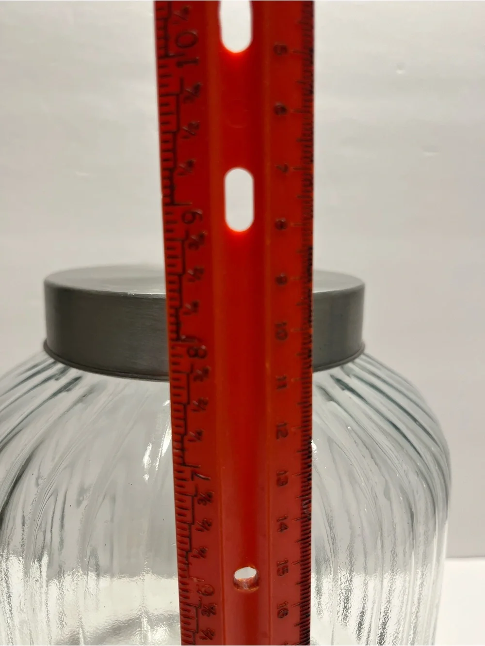 Large Ribbed Glass Storage Jar with Metal Lid | Farmhouse Apothecary Canister